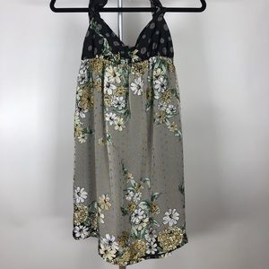 Black and silver halter mini dress